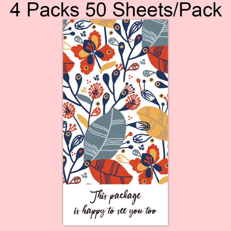 

4 Packs 50 Sheets/Pack Green Leaf Rectangular Stickers Gift Box Sealing Stickers(A1)