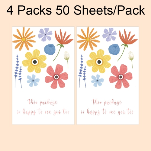 

4 Packs 50 Sheets/Pack Green Leaf Rectangular Stickers Gift Box Sealing Stickers(A1)