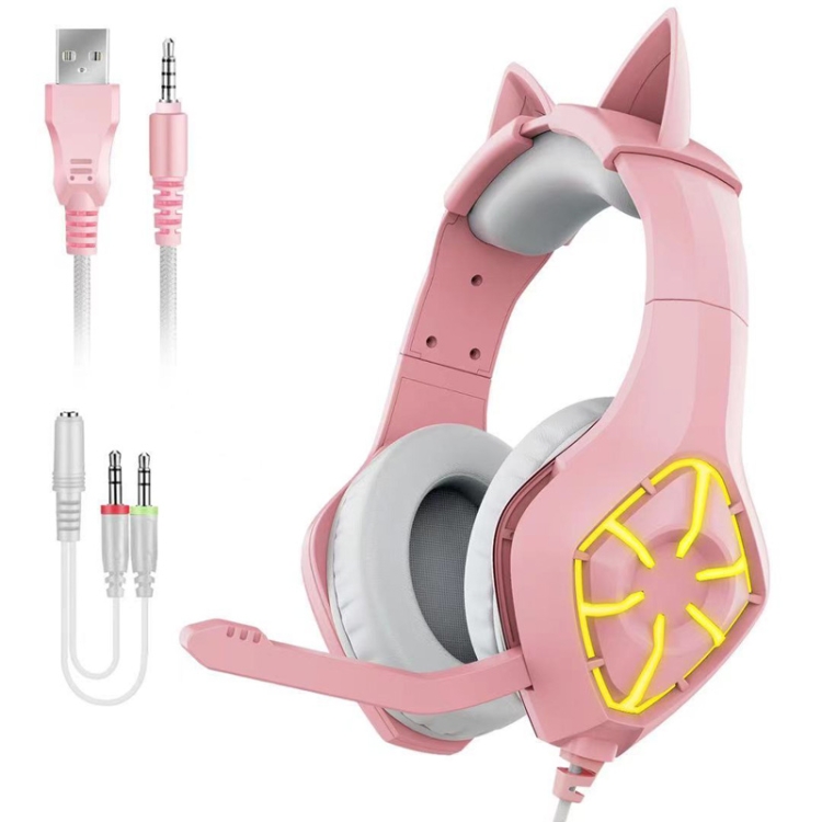 

GS-1000 USB + 3.5mm RGB Wired Computer Mobile Gaming Headset, Cable Length: 2m(Pink)