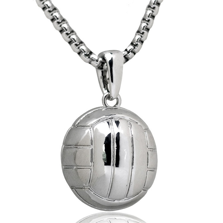

2 PCS Three-Dimensional Sports Ball Pendant Necklace,Style: Men Volleyball White K
