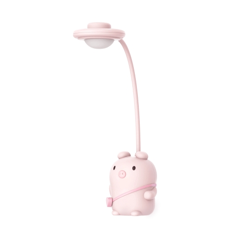 8040 LED Foldable Cute Pig Touch Desk Lamp(Pink)