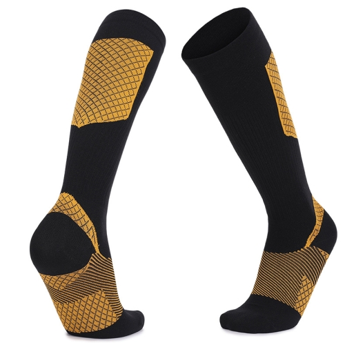 Y-09 Long Tube Outdoor Running Pressure Socks Football Socks, Size: Free Size(Black Yellow)