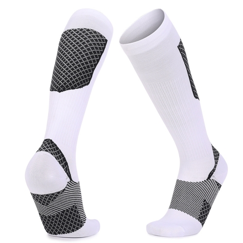 Y-09 Long Tube Outdoor Running Pressure Socks Football Socks, Size: Free Size(White Black)