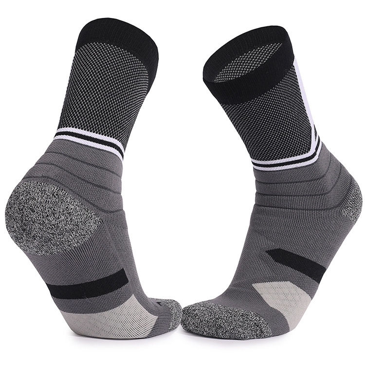 

Basketball Socks Thick Towel Bottom High Tube Socks(Black Gray)