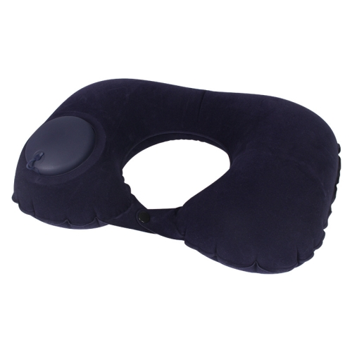 Travel Inflatable Press U-Shaped Neck Guard Pillow, Colour: Flocked U009-05（Dark Blue）
