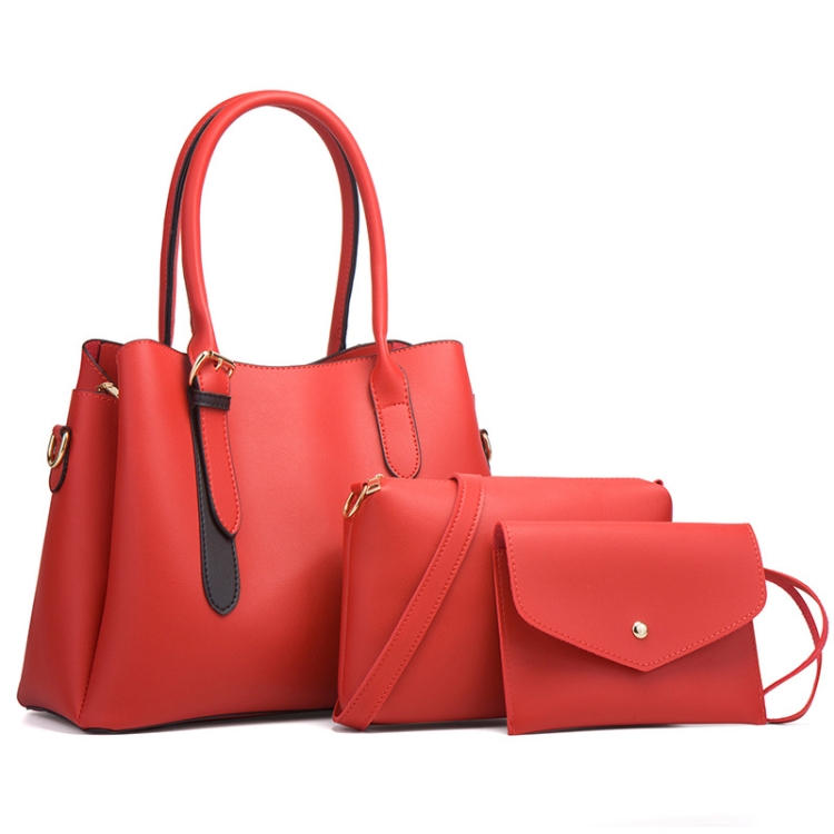 

6890 3 in 1 Fashion Diagonal Handbags PU Leather Large-Capacity Bags(Red)