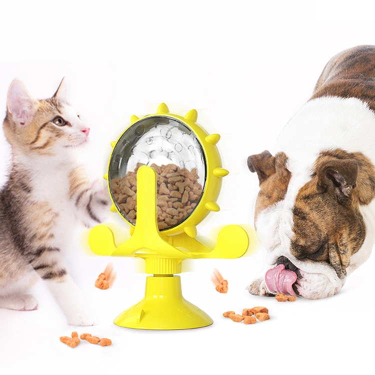 

ZQL-01 Dog Toys Funny Cat Slow Food Leakage Windmill Turntable(Yellow)