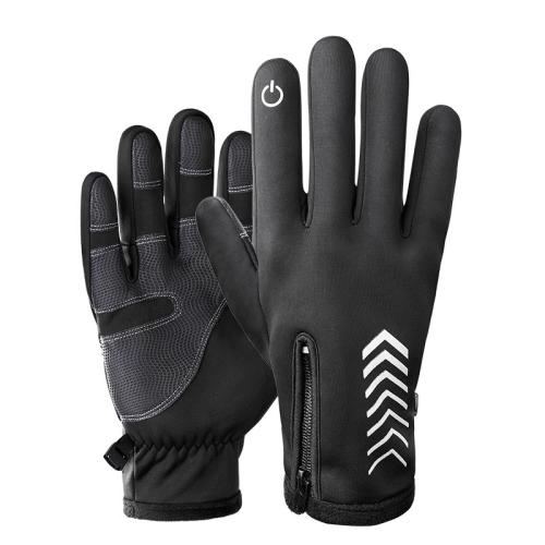 

Autumn Winter Waterproof Warm Cycling Gloves, Style: 176 Zipper(XXL)