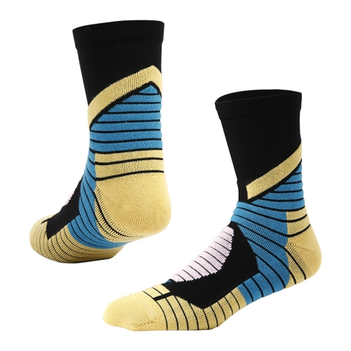 Adult Elite Basketball Socks Men Thick Terry Socks, Size: Free Size(Black Yellow)