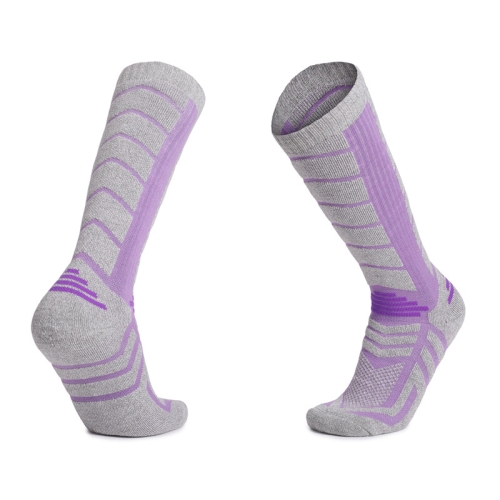 

Men And Women Outdoor Ski Socks Long Tube Warm Socks, Size: Free Size(Purple)