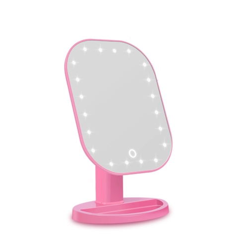 

20 LEDs Smart Touch Screen Dimming Makeup Mirror,Style: Pink Dry Battery