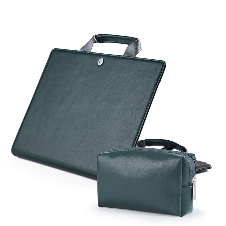 

Book Style Laptop Protective Case Handbag For Macbook 15 inch(Ink Green + Power Bag)