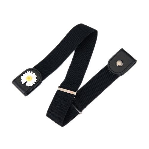 

6 PCS Jeans Non-Marking Invisible Elastic Canvas Lazy Belt(Black Daisy)