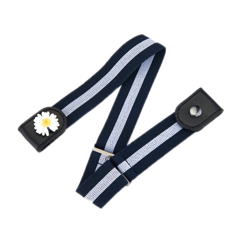 

6 PCS Jeans Non-Marking Invisible Elastic Canvas Lazy Belt(Blue White Blue Stripes Daisy)