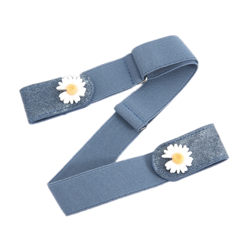 

6 PCS Jeans Non-Marking Invisible Elastic Canvas Lazy Belt(Light Blue Double Daisy)