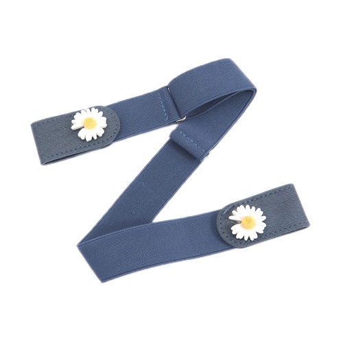 

6 PCS Jeans Non-Marking Invisible Elastic Canvas Lazy Belt(Dark Blue Double Daisy)