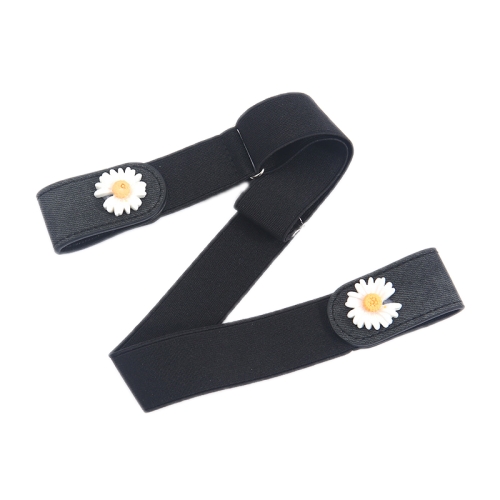 

6 PCS Jeans Non-Marking Invisible Elastic Canvas Lazy Belt(Black Double Daisy)