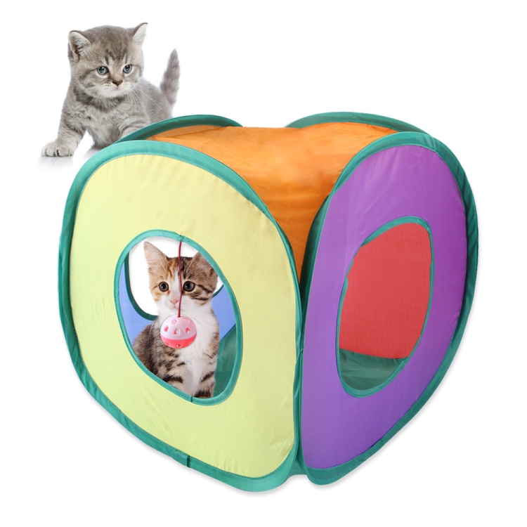 

B18210 Square Cat Tunnel Can Storage Folding Cat Channel(Rainbow)