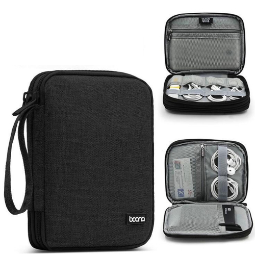 

Baona BN-D004 Double-layer Data Cable Storage Bag Digital Accessories Finishing Bag(Black)