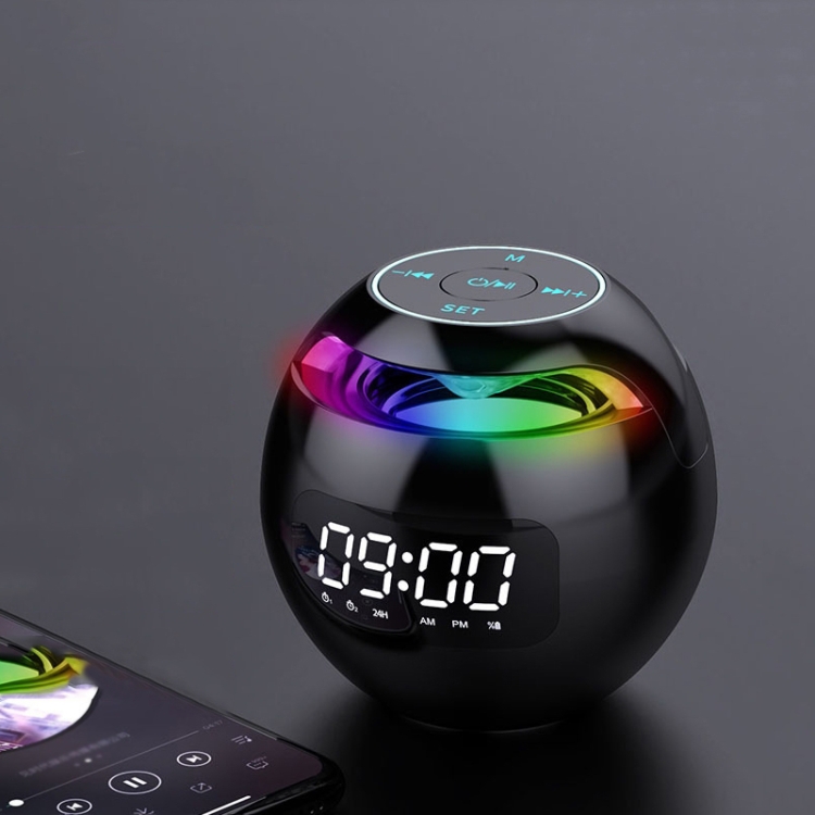 

ZXL-G90 Portable Colorful Ball Bluetooth Speaker, Style: Clock Version (Black)