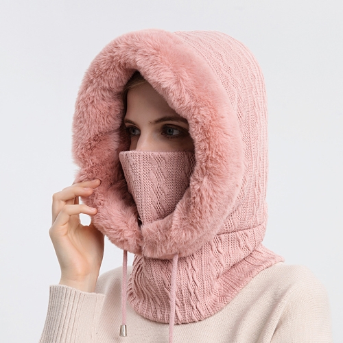 One-piece Cold-proof and Keep Warm Hedging Cap Scarf Face Mask(Pink)
