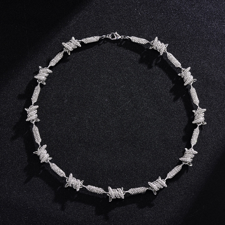 

NL098 Diamond Three-Dimensional Wire Necklace, Size: 18 Inches (Silver)
