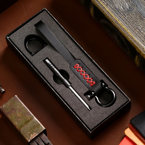 

A001 Car Keychain Leather Long Key Rope(Oil Wax Black)