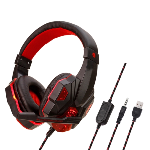 

Soyto SY830 Computer Games Luminous Wired Headset, Color: For PS4 (Black Red)