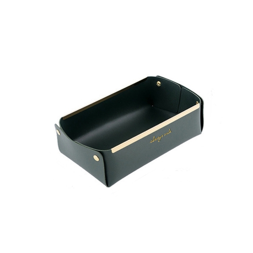 

Desktop Leather Storage Basket Sundries Jewelry Key Storage Box, Size: Small (Ink Green)
