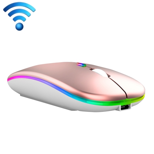 

C7002 2400DPI 4 Keys Colorful Luminous Wireless Mouse, Color: Dual-modes Rose Gold