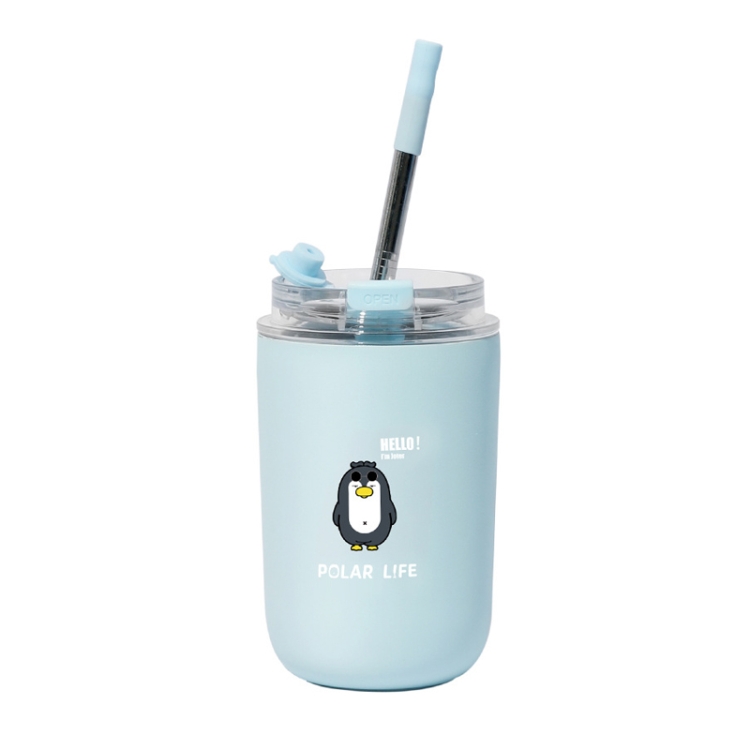 

Hot And Cold Coffee Cup With Straw(Light Blue)