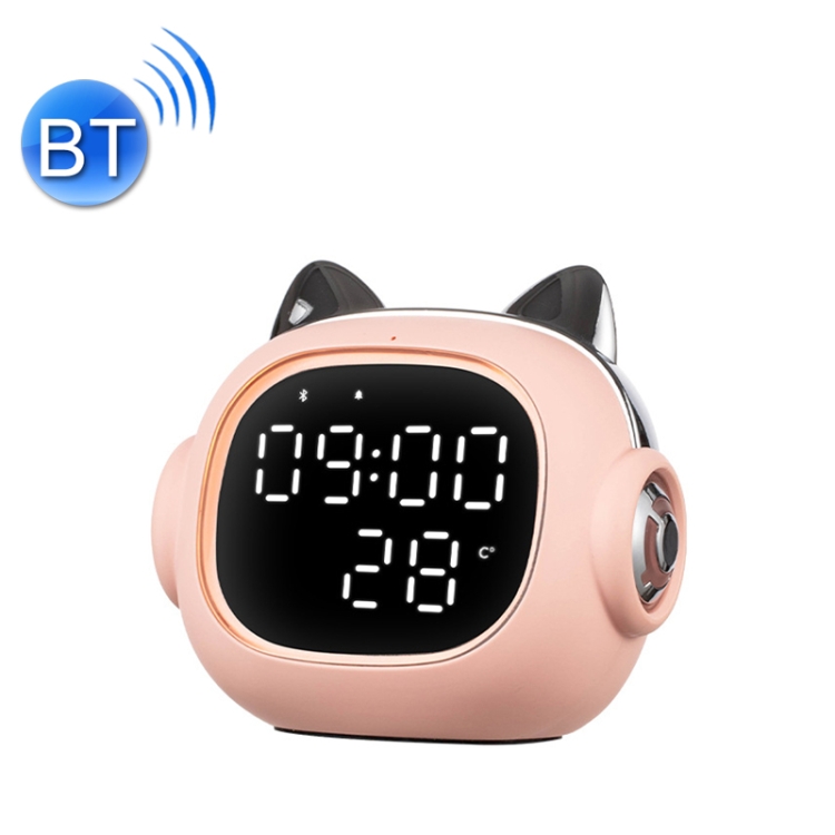 

Cute Cat Bluetooth Alarm Clock Night Light(Pink)