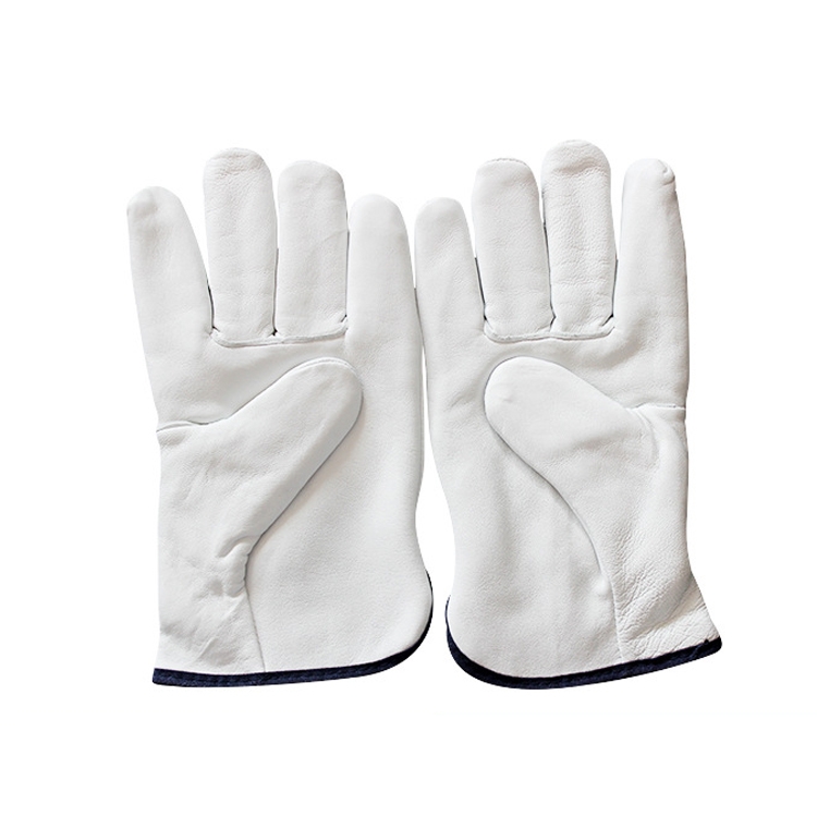 

1 Pair Thickened Warm Riding Genuine Leather Gloves, Size: M(White)