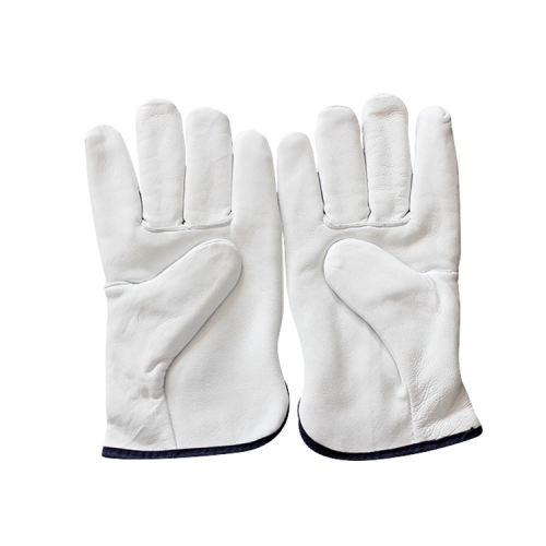 

1 Pair Thickened Warm Riding Genuine Leather Gloves, Size: L(White)