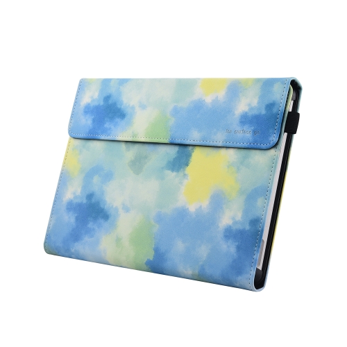 

For Microsoft Surface Go 1 / 2 Ink and Wash Leather Tablet Protective Case, Color: Blue