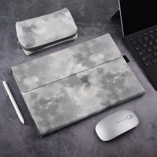 

For Microsoft Surface Pro 7+ / 7 / 6 / 5 / 4 Ink and Wash Leather Tablet Protective Case, Color: Gray + Power Bag