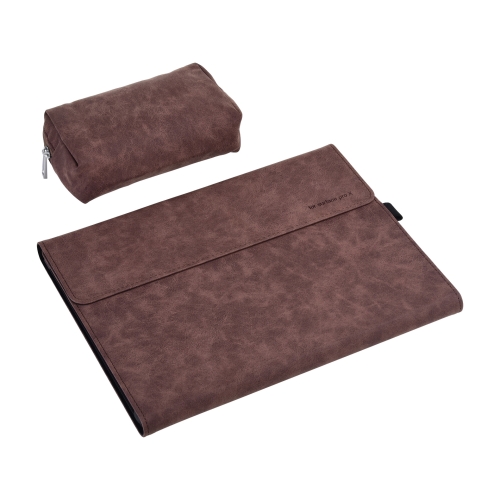 

13 inch Leather Tablet Protective Case For Microsoft Surface Pro X, Color: Brown + Power Bag