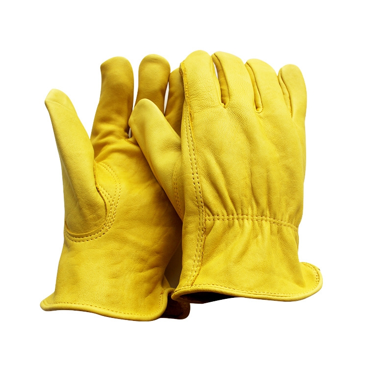 

1 Pair JJ-5002 Outdoor Riding Gardening Genuine Leather Safety Gloves, Size: M