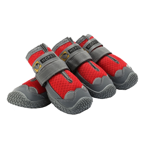 

4 PCS / Set HCPET Dog Shoes Breathable Net Dog Shoes, Size: No.1 4cm(Red)