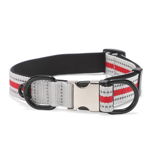 

Dog Reflective Nylon Collar, Specification: S(Silver buckle red)