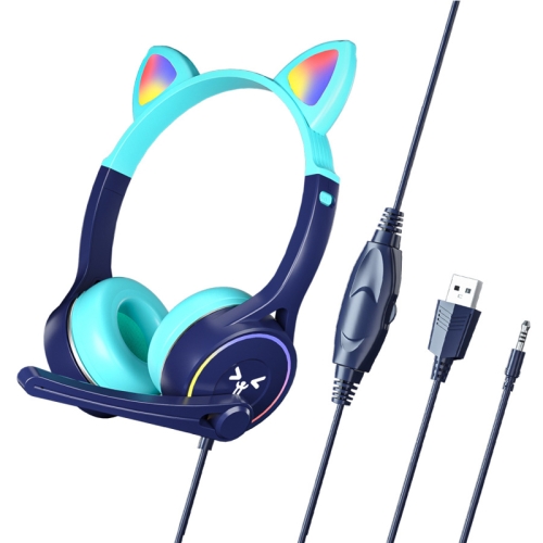 

Soyto SY-G30 Cat Ear Computer Headset, Style: Lighting Version (Blue Green)