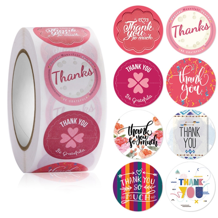 

5 PCS Floral Background Thank you Sticker Seal Sticker, Size: 2.5cm / 1 Inch(HA008)