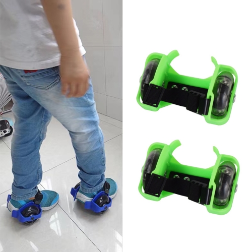 

1 Pair Children Roller Skates Accessories Adjustable Three-color Luminous Wheel(Green)