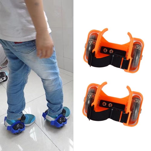 

1 Pair Children Roller Skates Accessories Adjustable Three-color Luminous Wheel(Orange)