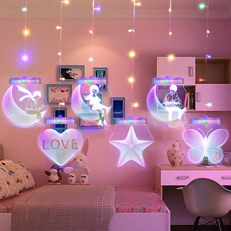 

2m Romantic Girl Icicle Lamp Window Decoration Hanging Lamp, Style: Colorful Light