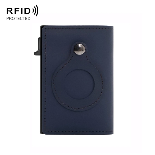 

Anti-Theft Positioning Wallet Men Card Holder Mini Wallets For Airtag(Cowhide Blue)