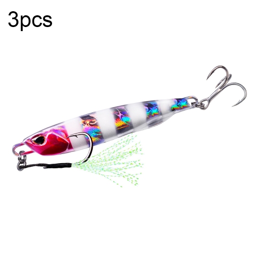 

3 PCS PROBEROS LF103 Simulation Metal Sea Fishing Bait, Specification: 10g(C Luminous With Hook)