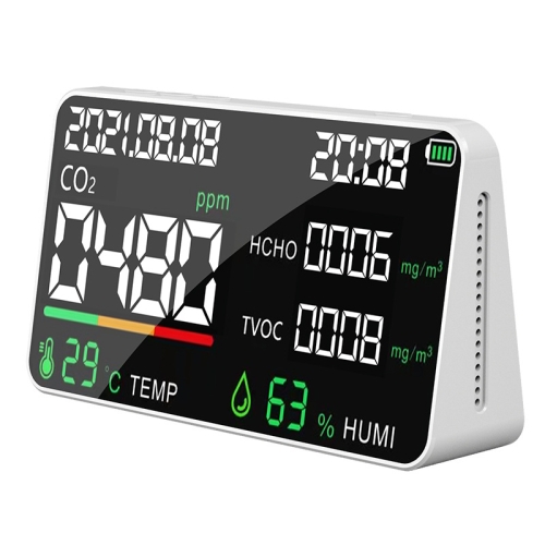 

HD05 5 In1 CO2 TVOC HCHO Detector Air Quality Monitor, Specification: White Semiconductor