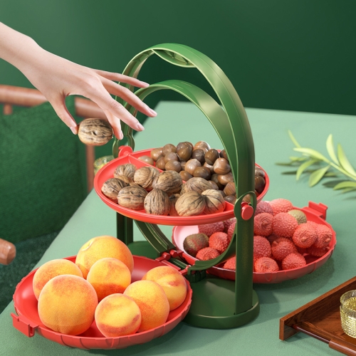 

Household Double-Layer Portable Folding Fruit Tray(Red Green)