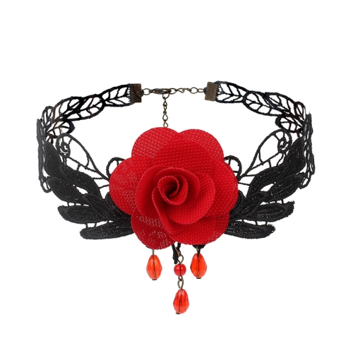 

Fringe Lace Gothic Lolita Vintage Necklace,Style: 1532 Red